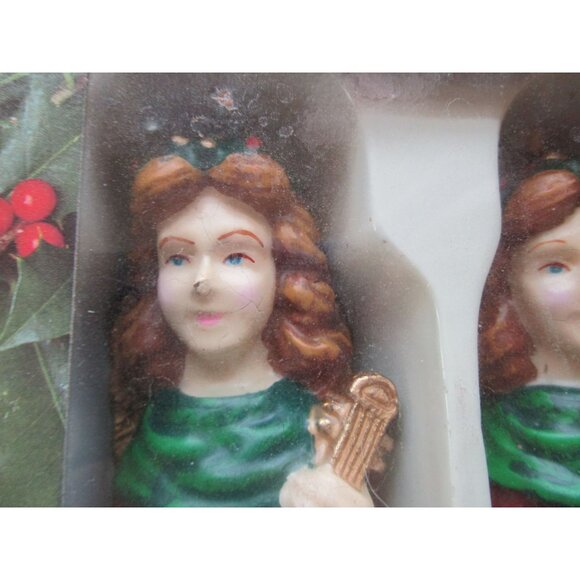 Vintage Sculptured Christmas  Angel Tapers Candles Robert Alan 10in A Pair GUC - Picture 8 of 16